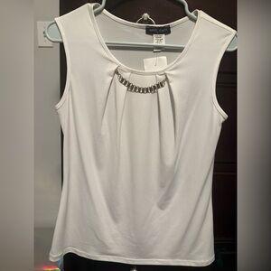 Mandy Evan’s White Embellished Sleeveless Blouse